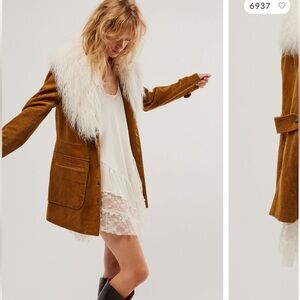 Free people lady lane faux fur collar jacket